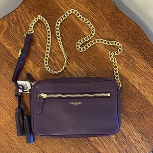 Coach Deep Purple Crossbody Bag with Gold Chain